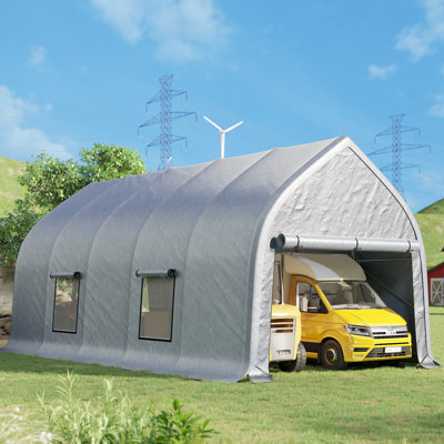 12 FT x 30 FT Heavy Duty Anti-Snow Carport with Spacious Metal Frame