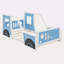 Lit plateforme simple en forme de voiture avec roues-830044318