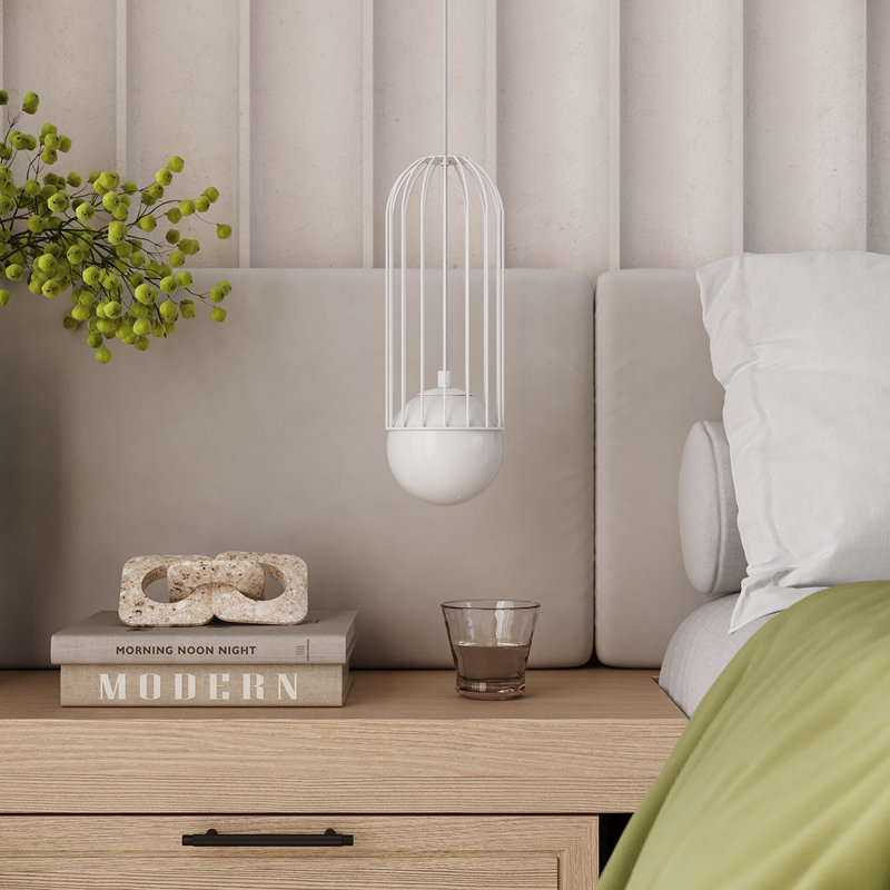 Bonine 3 - Light Stainless Steel Pendant, White