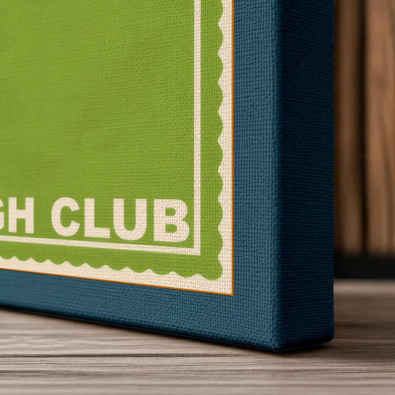 Mile High Club Retro - Wrapped Canvas, 18x12 - 45.7 x 30.5 cm, Teal Border