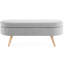 Banc de rangement gris, 43,5 po x 16 po x 16 po, avec des pieds en bois d'hévéa précis - tabouret de pieds et banc ovale gris-241722577