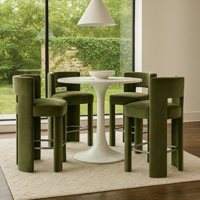 Zuno Velvet Performance Fabric Upholstered Counter Stool