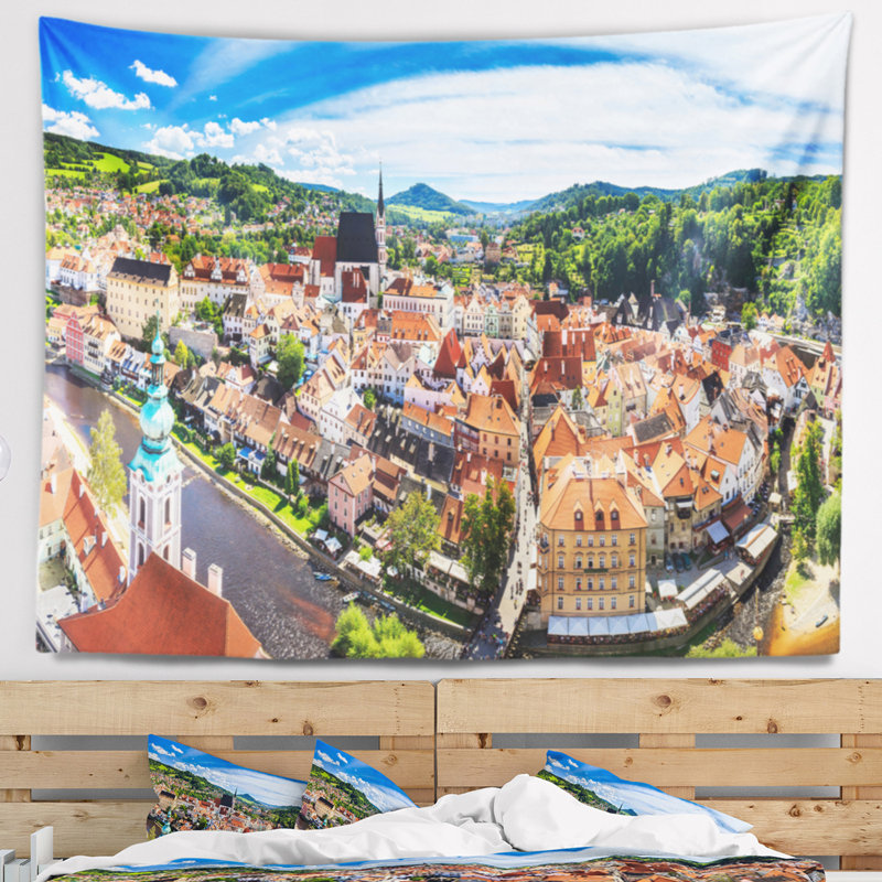 Tapisserie panorama aérienne cityscape city view, H 32 po x l 39 po