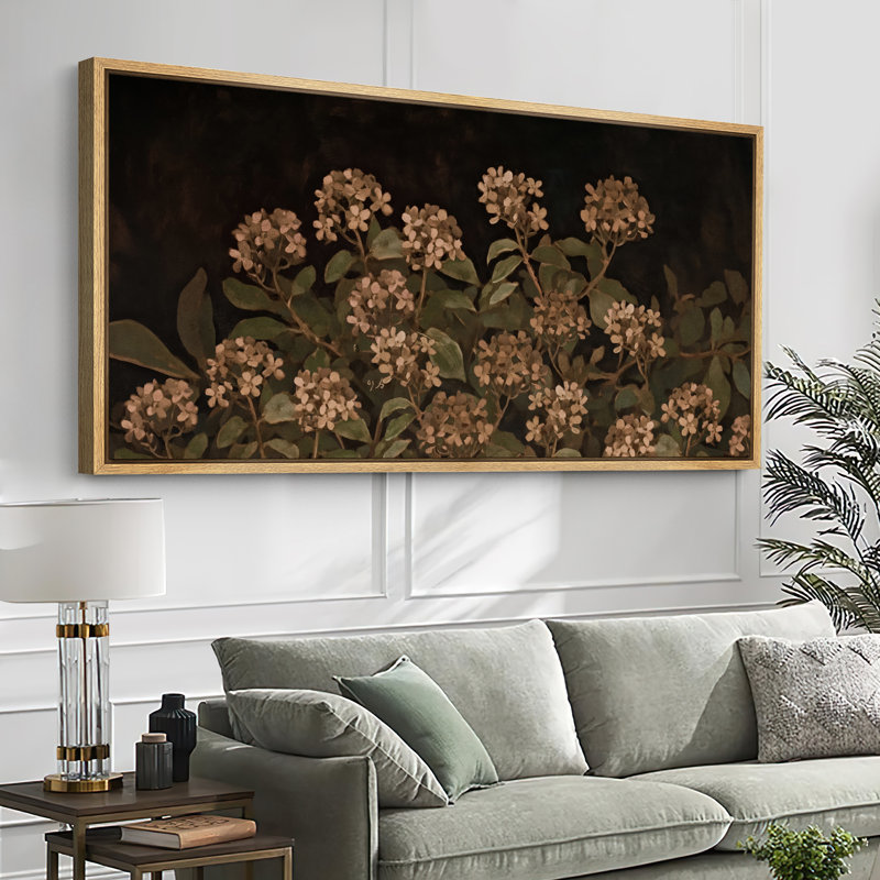 Œuvre d'hortensia rustique brun vert, photos murales florales, impression numérique sur toile giclée sur toile, Naturel