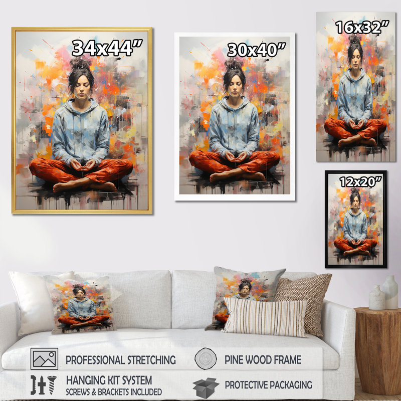 Minimalisme yoga méditation I sur toile, H 32 po x l 24 po x P 1 po, Cadre simple argenté