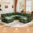 George 111.5" Modern 7 Seat Chenille L Shaped Modular Sectional Sofa With Two Ottomans-723761226