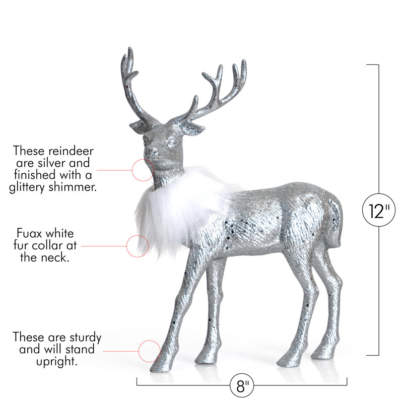 Renne de Noël argenté scintillant, Argent