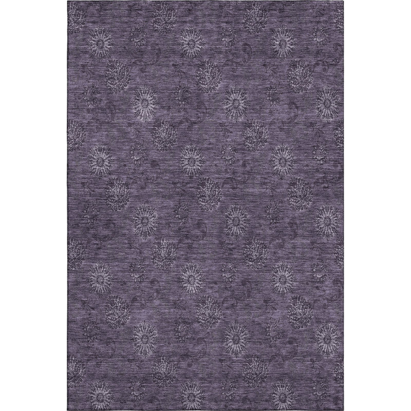 Premium Machine Washable Prisco Eggplant Rug, Rectangle 9' x 12'