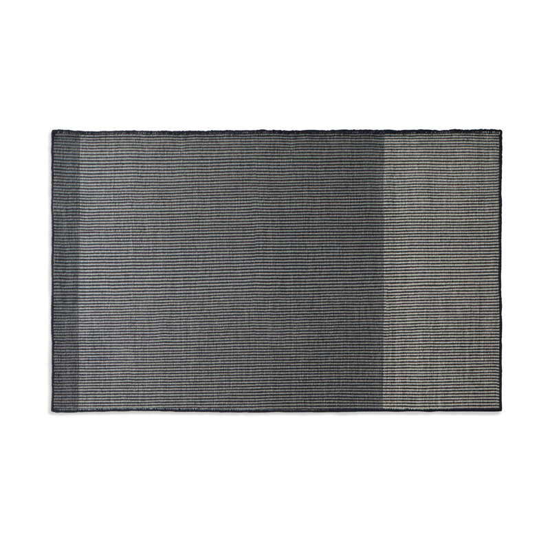 Bousta Wool Striped Area Rug in Black/Gray, Rectangle 5' x 8'