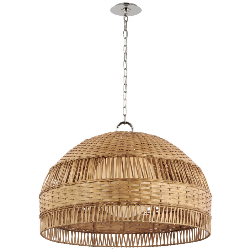 Whit 1 - Light Pendant, Polished Nickel/Natural Wicker