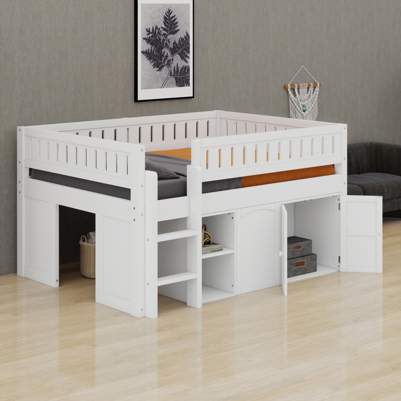 Lit mezzanine avec rangement et tableau noir, Blanc