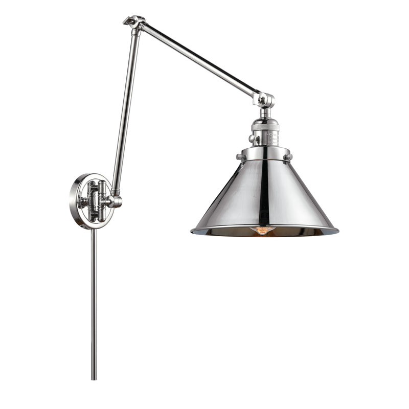 Lampe à bras pivotant à 1 lumière à intensité variable Paylor, Ampoule incandescente rétro de 60 watts, Chrome poli