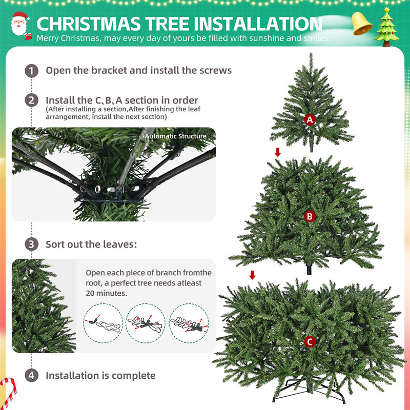 4.5 Ft Green Artificial Spruce Christmas Tree with Metal Stand