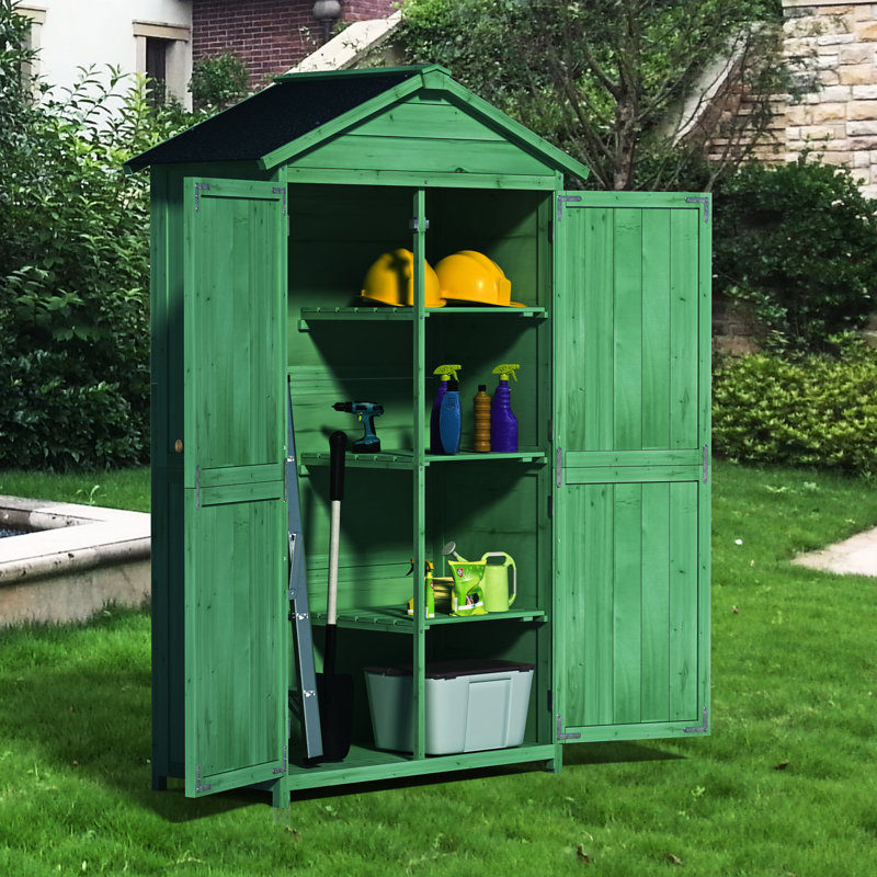 Abri de jardin avec construction 35,6 po x 18,1 po x L 65,79 po, toit imperméable, portes doubles, remise à outils Forest, bois d'asphalte, couleur