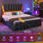 Modern Leather Upholstered Platform Bed with Storage Drawers Black-125769329