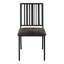 Chaise de salle à manger à dossier à 2 lattes, brune et noire, avec une structure en bois naturel et un système de ventilation optimisé.