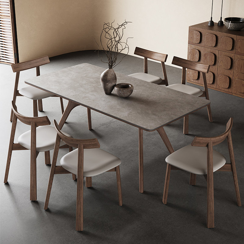 Light luxury simple rectangular dining table set, 29.5"H x 70.8"L x 35.4"W