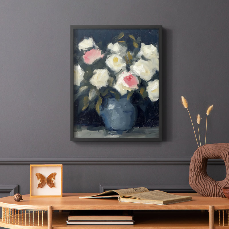 Série FLORAL DCxxi - reproduction encadrée de qualité supérieure - prête à être accrochée - aucun clou requis, Noir