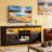 Farmhouse TV Station, Black Entertainment Center With LED Lights And Power Sockets, TV Media Console With Living Room Storage Space-1753448468