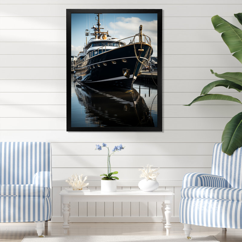 Port Dockside Elegance I - Nautical & Beach Wall Art Prints, Cadre photo noir, H 20 po x l 12 po x P 1 po