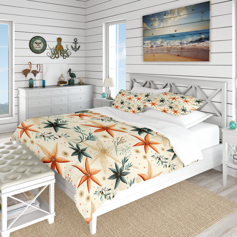 Ensemble de housse de couette Coastal Starfish, Housse de couette pour très grand lit et 2 très