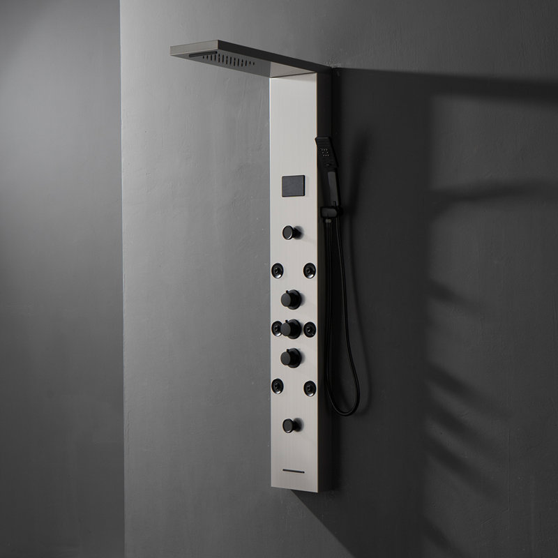 Black Nickel 5-Jet Rainfall Shower Panel System with Handheld Shower