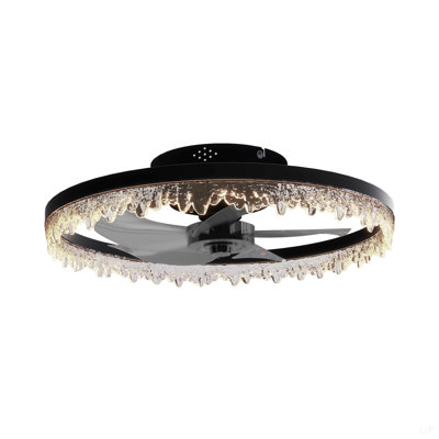 Ventilateur de plafond encastré intelligent avec lumière - Lustre à DEL intégré de 20 pouces avec 5 pales invisibles, télécommande et minuterie, éclairage à intensité variable, fonctionnement ultra-silencieux pour la chambre à coucher, le salon et le coin-repas