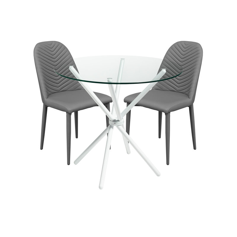 3 - Piece Criss Cross Dining Set, Chrome, Grey