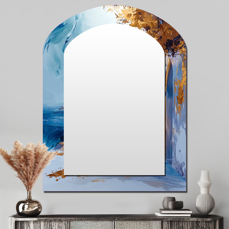 Miroir décoratif marocain sur fond marocain Rabat Kasbah II - métal, 43 po x 33 po