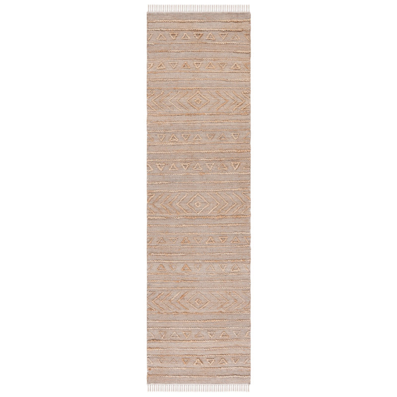 Haleem Natural Fiber Hand Loomed Jute/Cotton Southwestern Rug in Natural, Runner 2'3" x 9'