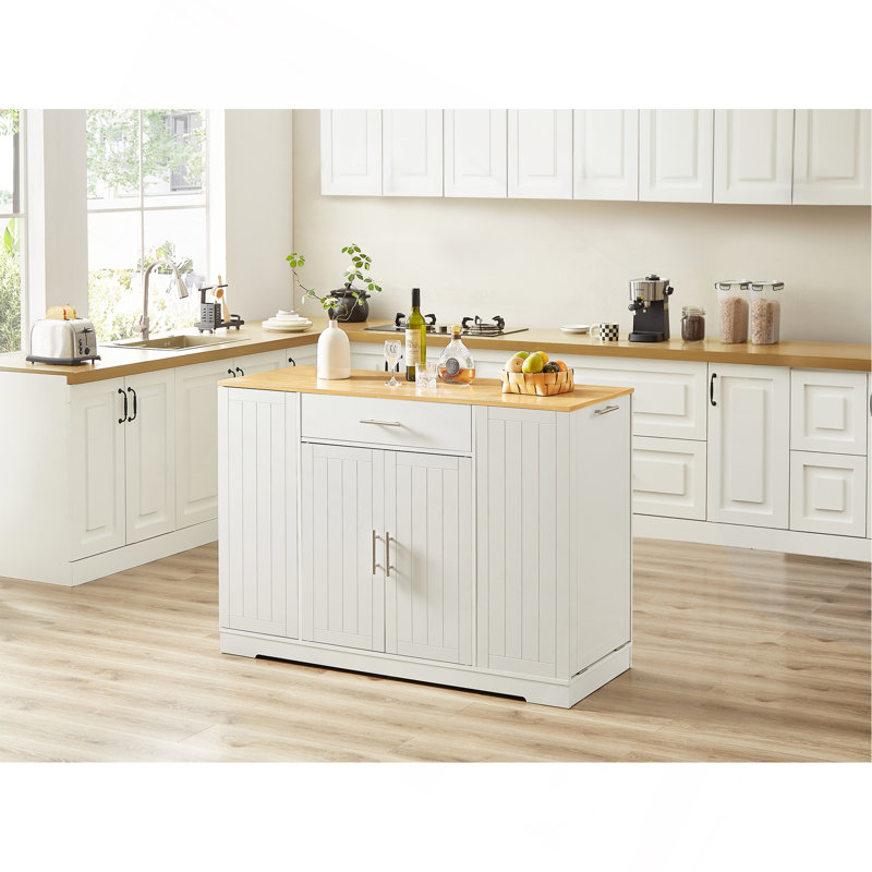 53'' Kitchen Storage Islands With Drawers And Trash Can Storage For Kitchen & Dining. Modern Farmhouse Design, 53.2"W X 20.9"D X 38.0"H.