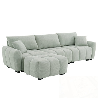 L-Shaped Sectional Sofa with Movable Ottoman