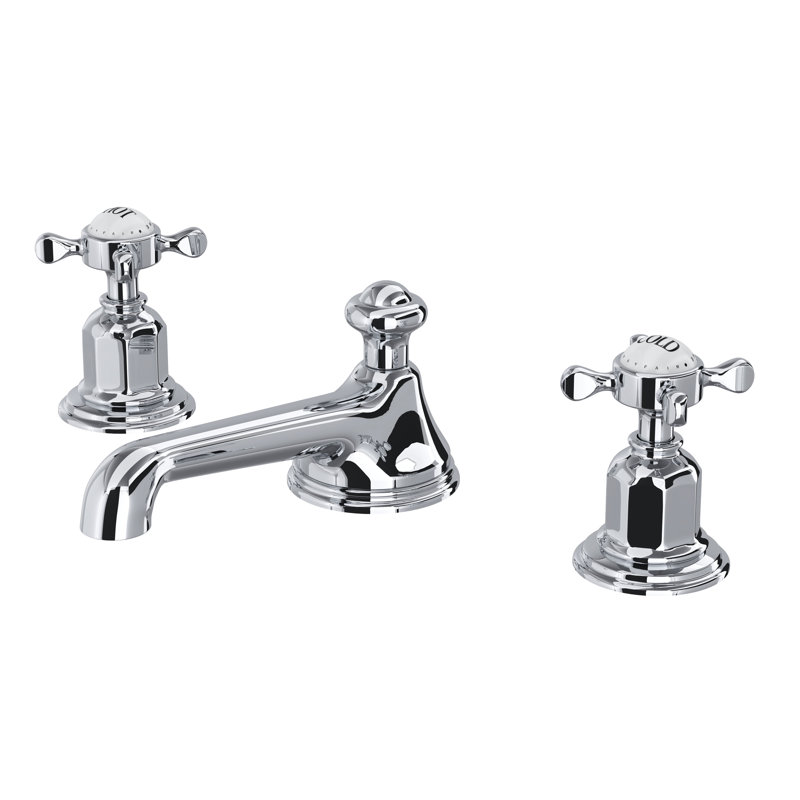 Edwardian Widespread Lavatory Faucet With Low Spout, Polished Chrome