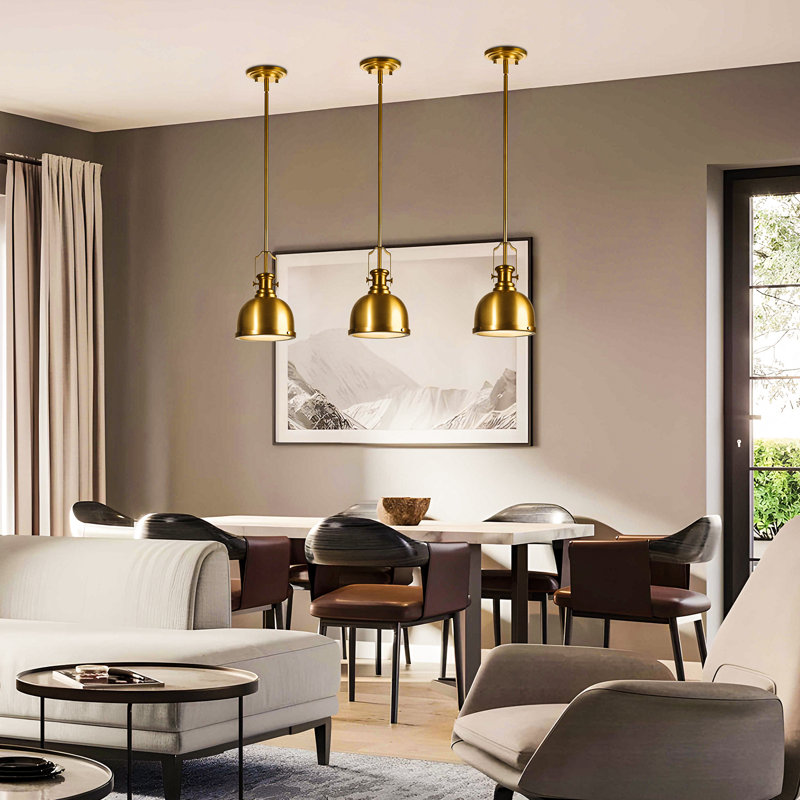 Luminaire suspendu en forme de dôme doré à 1 lumière Hailo