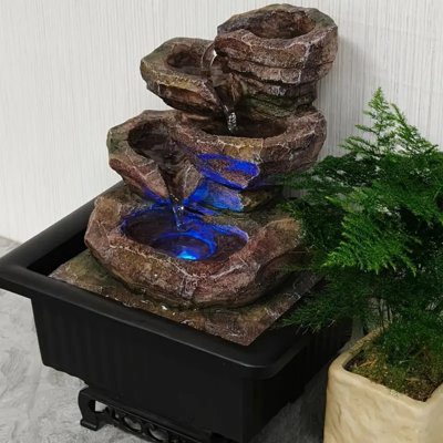 Rock Tabletop Fountain | Quiet Pump | Promotes Concentration, Reads And Promotes Sleep. Suitable For Family Living Room, Bedroom, Study Or Desk