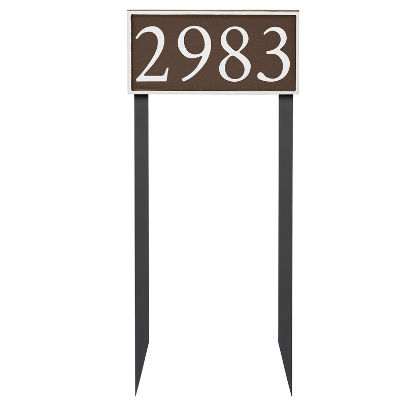 Plaque d'adresse pour pelouse sur 1 ligne, Blanc, Cuivre