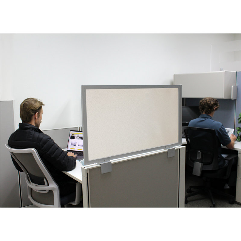 Acoustical Cubicle Mounted Privacy Panel with Large Bracket, Natural, Aluminum, 24" H x 36" W x 0.63" D
