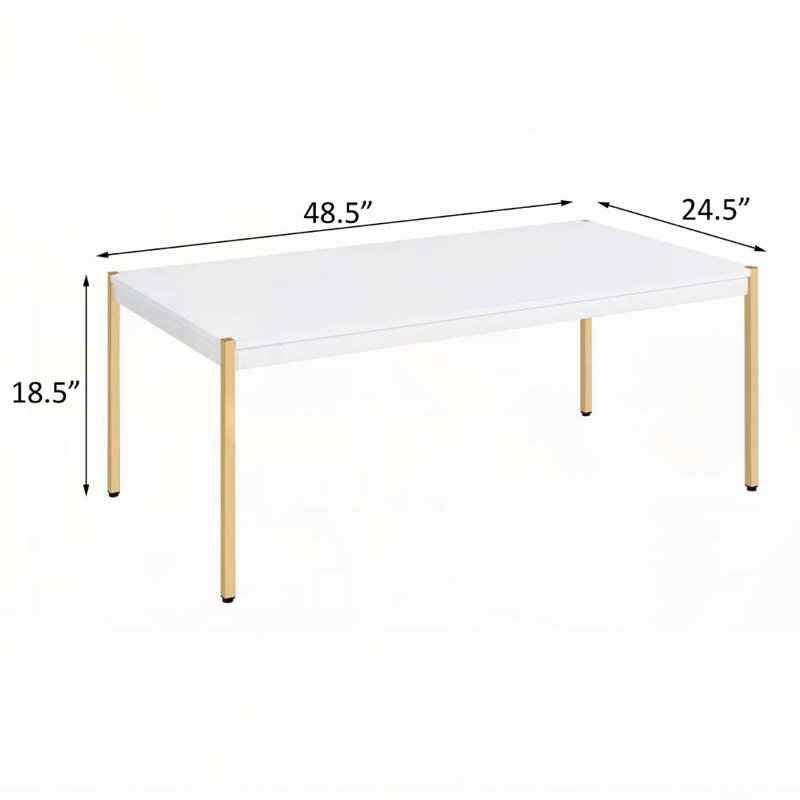Table basse rectangulaire blanche et dorée