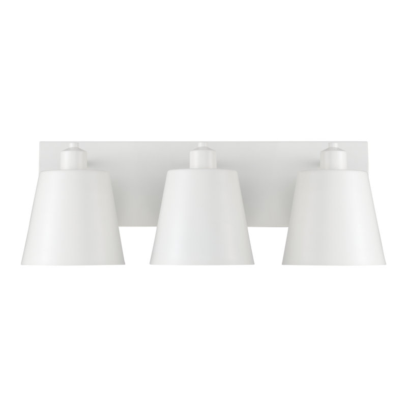 Matte White Metal 3-Light Dimmable Vanity Fixture