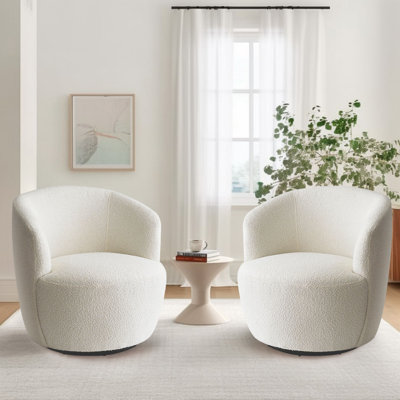 Anneros Upholstered Small Swivel Barrel Chair (Set of 2)