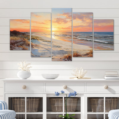 Coucher de soleil sur la plage, coucher de soleil vibrant IV - décoration murale plage - 5 panneaux