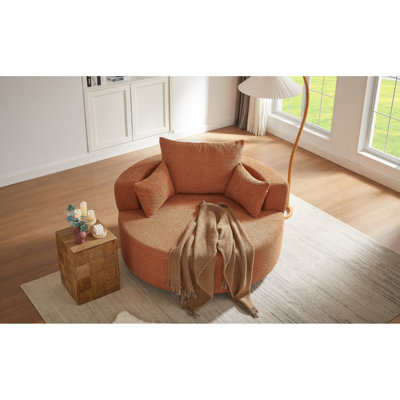 Fauteuil d'appoint pivotant à 360 degrés en rouge orange - siège spacieux, revêtement en chenille, coussins amovibles pour toutes les occasions - rouge 360, profondeur d'assise, chenille, salon, chambre à coucher, utilisation de bureau