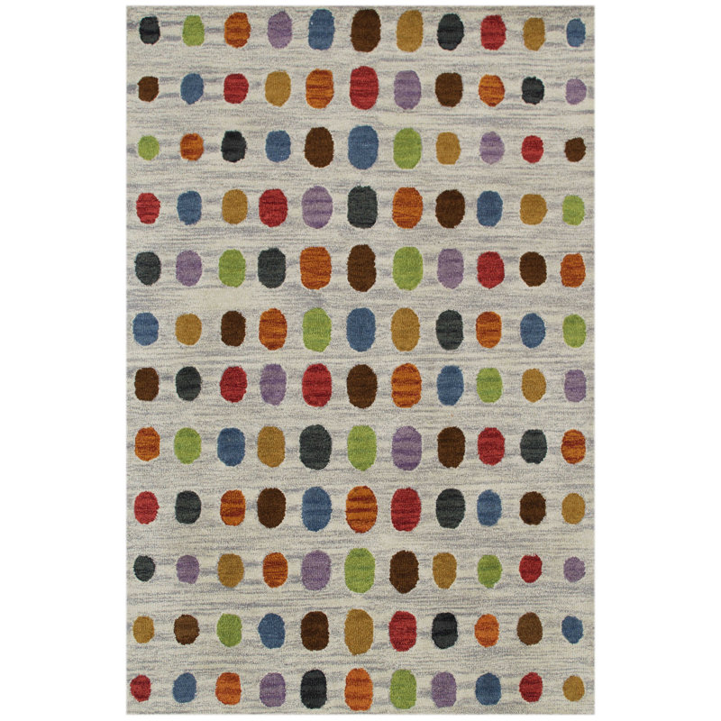 Wimbledon Polka Dots Wool Area Rug, Rectangle 70 x 140cm