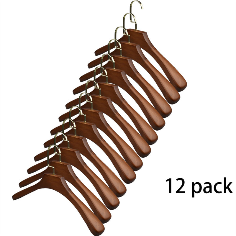 Gentlemen's Choice Wide-Shoulder Wooden Hangers, 12