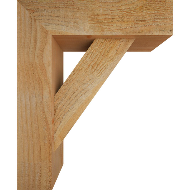 Traditional Block Bracket with Offset Brace, 22 x 18, 6"W Douglas Fir (Rough Sawn)