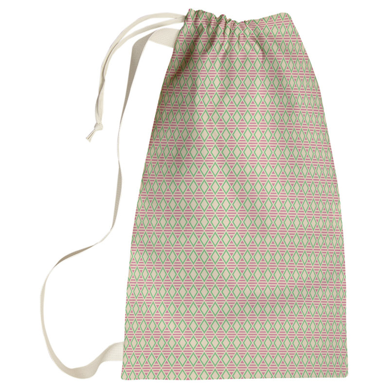 Sac à linge à motif géométrique, Petit (H 64 po x l 20 po x P 1,5 po), Rose/vert