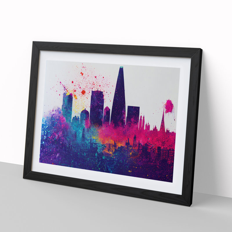 Skyscraper Skyline Vol.2 Abstract - Single Picture Frame Print, 25cm H x 34cm W x 2cm D, Black Framed