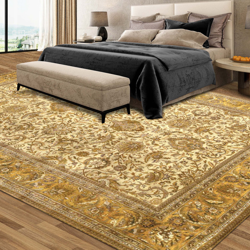 Tapis rectangulaire en laine noué à la main