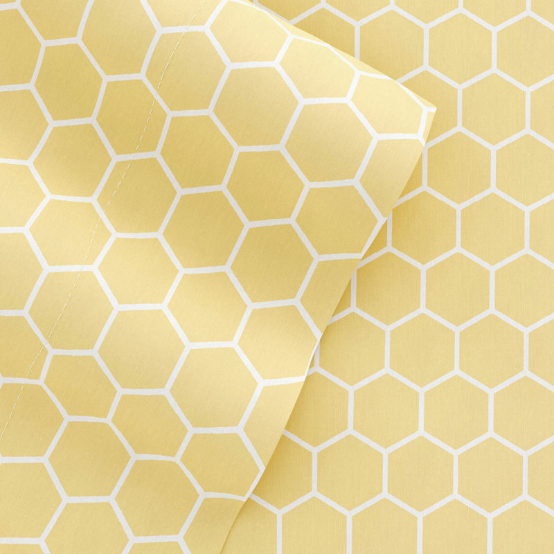 Simply Soft™ Honeycomb Pattern Microfiber Sheet Set, Twin Sheet Set + Fitted Sheet + 1 Pillowcase, Yellow