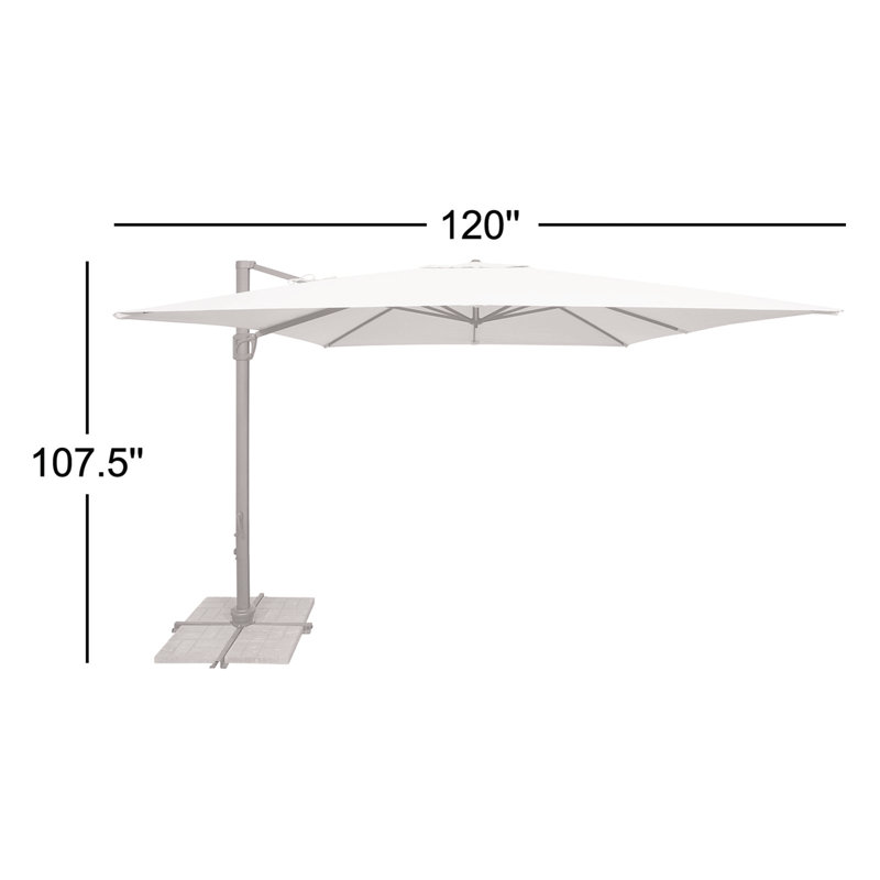 Parasol carré en porte-à-faux 10 pi Darel, Bronze, Sunbrella / noir
